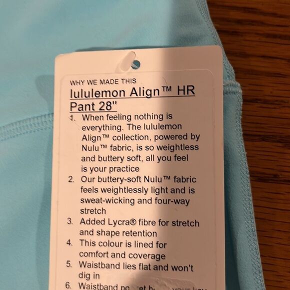 NWT Lululemon Align HR Pant 28” size 14. - Picture 6 of 8